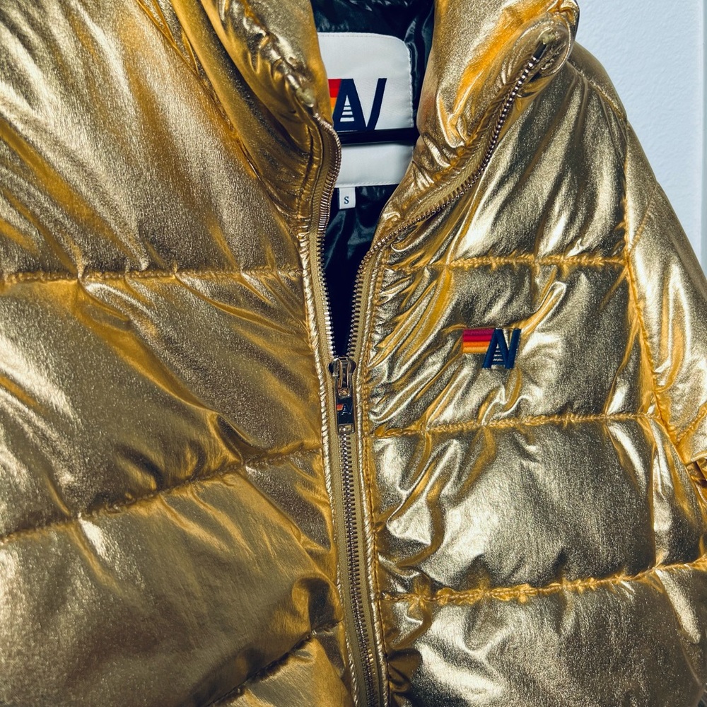 Aviator Nation Metallic Gold Puffer Jacket - Picture 6 of 13